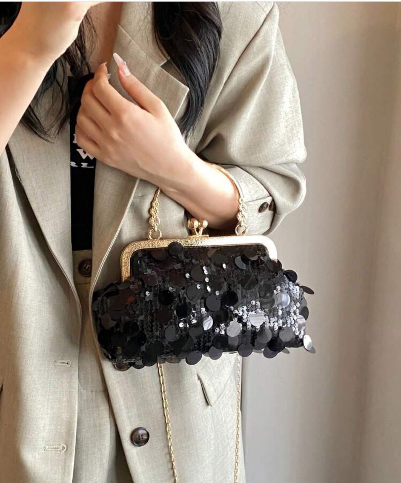 Black Sequence Clutch Purse