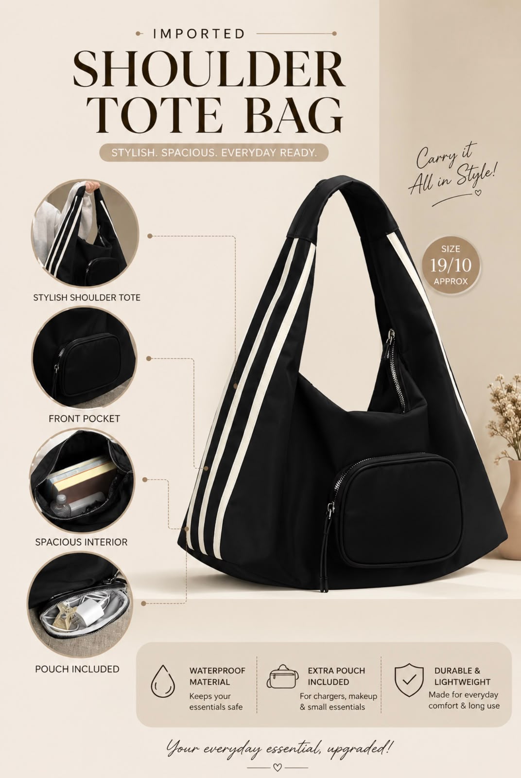 Imported Shoulder Tote Bag